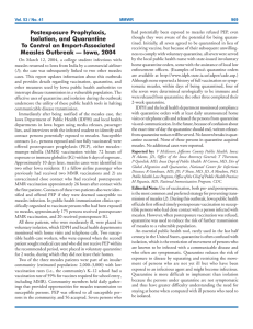 Postexposure Prophylaxis, Isolation, and Quarantine