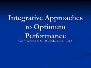 Integrative Approaches to Optimum Performance