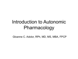 Introduction to Autonomic Pharmacology
