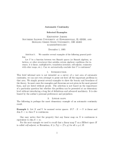 Automatic Continuity - Selected Examples Krzysztof Jarosz