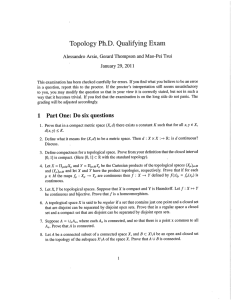 Topology Ph.D. Qualifying Exam Alessandro Arsie, Gerard Thompson and Mao-Pei Tsui
