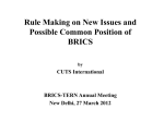 Rule Making on New Issues and Possible Common Position of BRICS