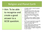 Religion and Planet Earth GCSE Question