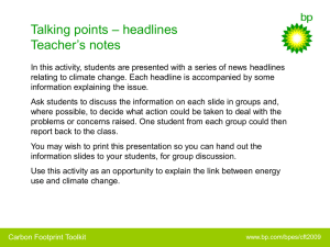 Talking points: Examples of news headlines relating to climate