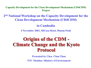 Origins of CDM - Capacity Development for the CDM