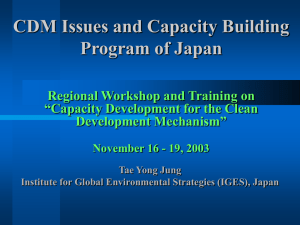 CDM Issues and Capacity Building Program of Japan