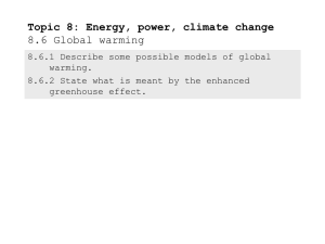 Topic 8: Energy, power, climate change
