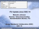 ITU Update since GSC-14