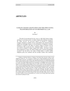 ARTICLES CLIMATE CHANGE ADAPTATION AND THE STRUCTURAL TRANSFORMATION OF ENVIRONMENTAL LAW
