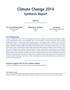 Climate Change 2014 Synthesis Report The Core Writing Team Rajendra K. Pachauri