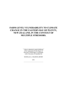 FARM-LEVEL VULNERABILITY TO CLIMATE CHANGE IN THE EASTERN BAY OF PLENTY,
