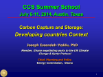 CCS Summer School Developing countries Context July 6-11, 2014, Austin, Texas