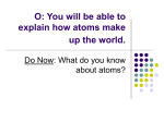 O: You will be able to explain how atoms make up the world.