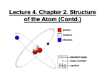 Lecture 4. Structure of the Atom (Contd.)