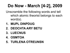 Do Now - March [4-2], 2009 - stroh
