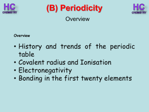 Lesson 1 & 2 Periodic table trends and formation