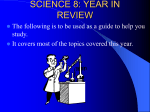 SCIENCE 8: YEAR IN REVIEW