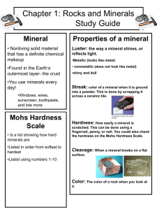 Rocks and Minerals Study Guide