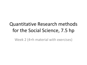 Quantitative Research methods for the Social Science, 7.5 hp