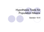 Hypothesis Tests for Population Means