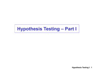 Hypothesis Testing I