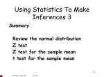 Confidence interval for the population mean Sample mean