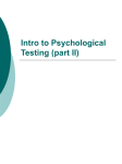 Intro to Psychological Testing (part I)