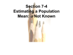 Estimating a Population Mean - Unknown SD