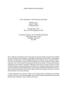 NBER WORKING PAPER SERIES THE VARIABILITY OF IPO INITIAL RETURNS Michelle Lowry