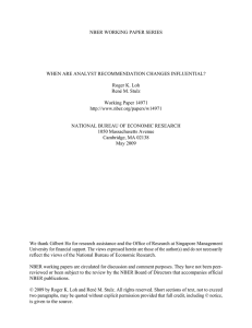 NBER WORKING PAPER SERIES WHEN ARE ANALYST RECOMMENDATION CHANGES INFLUENTIAL?