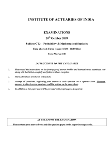 INSTITUTE OF ACTUARIES OF INDIA EXAMINATIONS 20