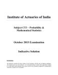 Institute of Actuaries of India  October 2015 Examination Indicative Solution