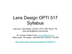 Lens Design OPTI 517 Syllabus