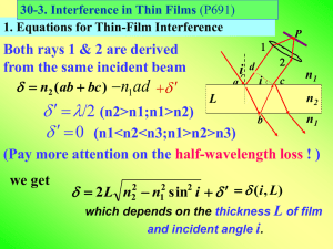 (等倾干涉) — equal thickness interference.