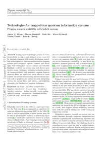 Technologies for trapped-ion quantum information systems