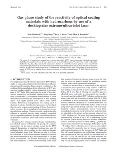 Gas-phase study of the reactivity of optical coating desktop-size extreme-ultraviolet laser