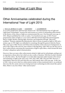 9/9/2015 Other Anniversaries celebrated during the International Year of Light 2015 |...