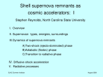 Shell supernova remnants as  cosmic accelerators:  I   Stephen Reynolds, North Carolina State University