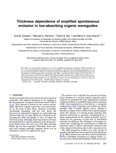 Thickness dependence of amplified spontaneous emission in low-absorbing organic waveguides