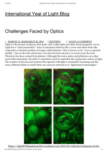International Year of Light Blog Challenges Faced by Optics