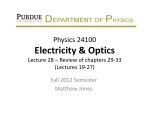 Electricity &amp; Optics Physics 24100 Lecture 28 – Review of chapters 29-33