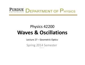 Waves &amp; Oscillations Physics 42200 Spring 2014 Semester Lecture 27 – Geometric Optics