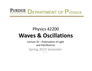 Waves &amp; Oscillations Physics 42200 Spring 2014 Semester