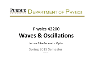 Waves &amp; Oscillations Physics 42200 Spring 2015 Semester Lecture 28 – Geometric Optics