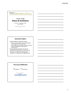 Waves &amp; Oscillations Geometric Optics Physics 42200 3/20/2016