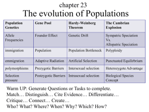 The evolution of Populations