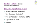 Welcome to Database Marketing Course MKTG 6229