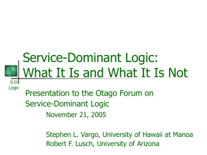 Service-Dominant Logic:What It Is and What It Is Not
