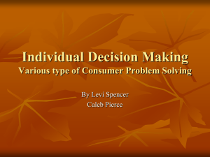 Individual Decision Making Various type of Consumer Problem