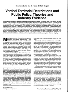 Vertical Territorial Restrictions and Public Policy: Theories and Industry Evidence